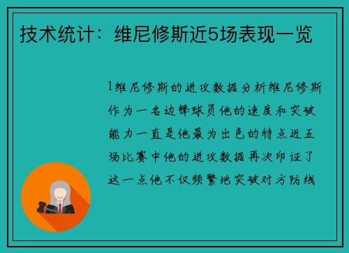 技术统计：维尼修斯近5场表现一览